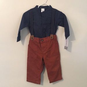 Carters infant boys suspender outfit